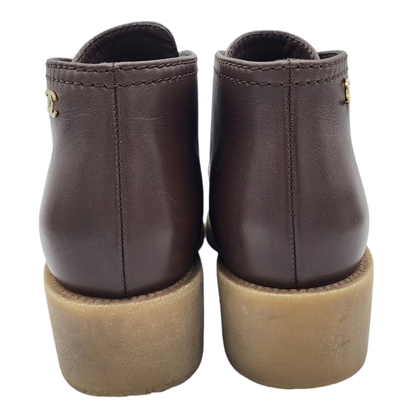 SOLD! CHANEL Lace-up Lug Sole Leather Ankle Boots Brown Booties 39.5 - Picture 8 of 16